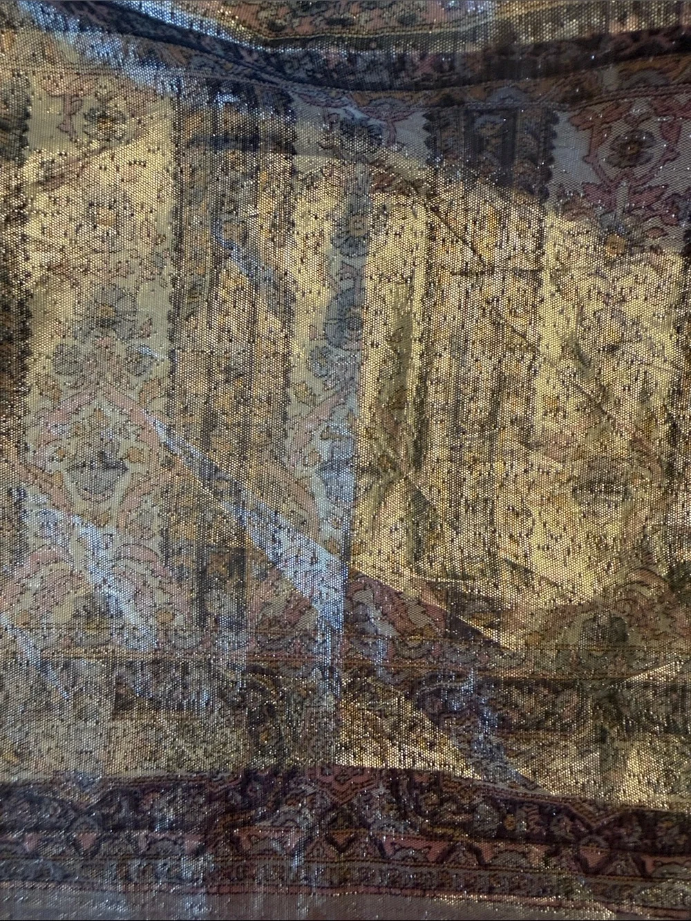 Vintage 80s Oscar de la Renta Metallic Paisley Scarf - Gold & Bronze